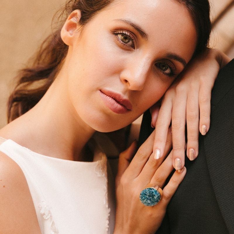 Anillo Galaxy Drusa Azul turquesa