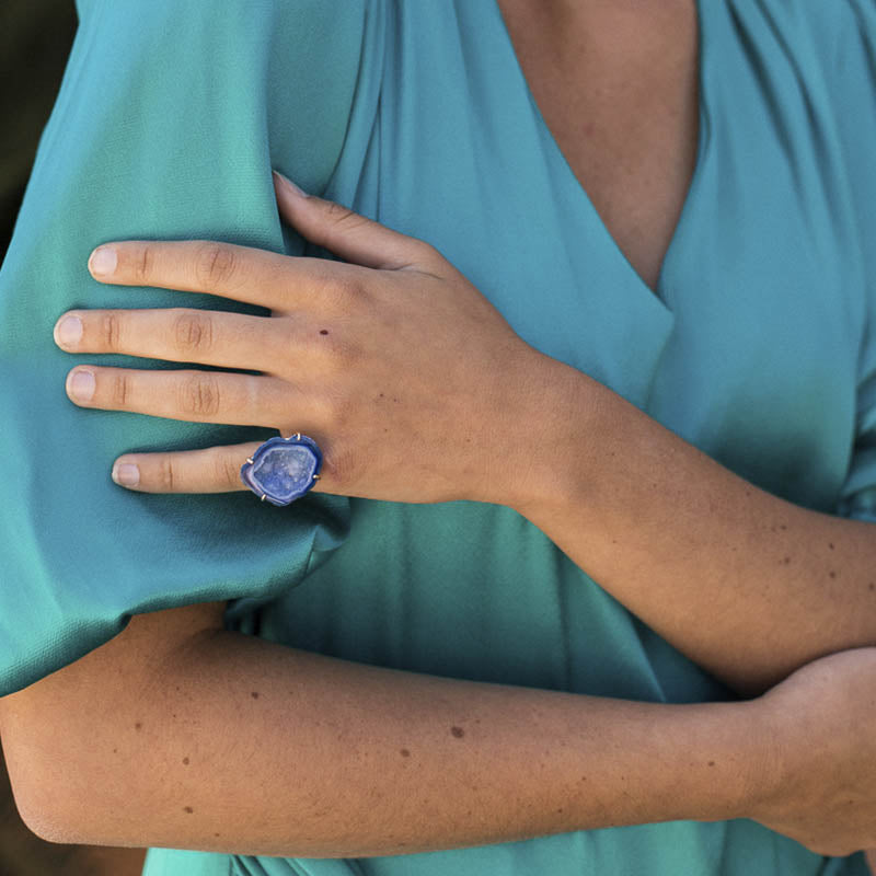 Anillo Geoda Plata Azul