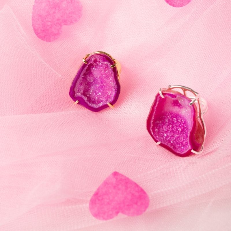 Anillo Geoda Plata Fucsia