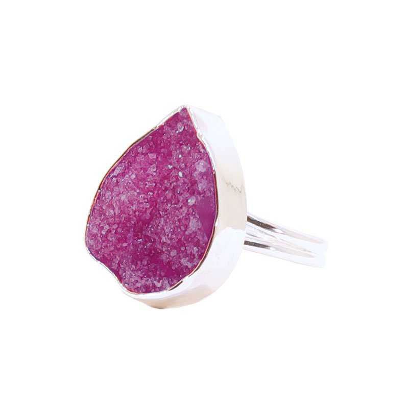 Anillo Formentera Drusa Plata Fucsia