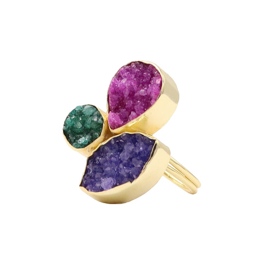 Anillo Greas Drusa Morado. Fucsia y Verde