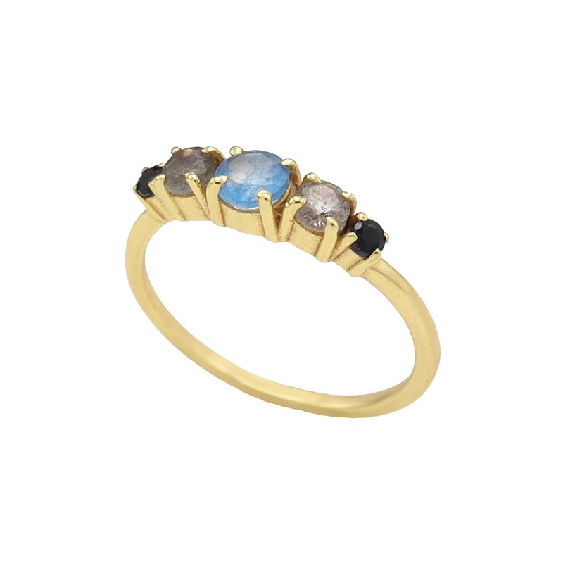 Anillo Vichy Labradorita y Negro