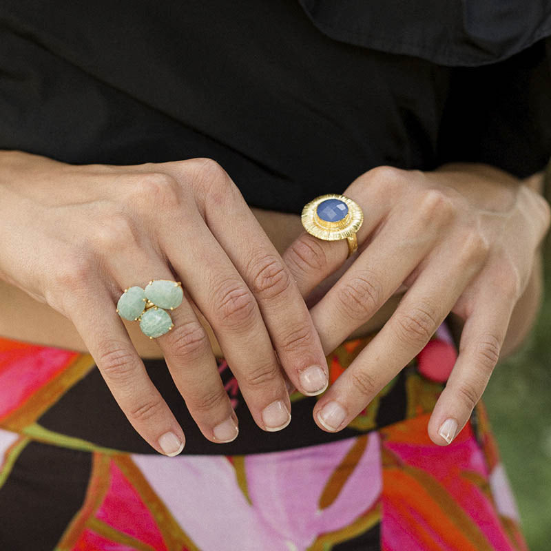 Anillo Mosaico Spohn Verde agua Amazonita