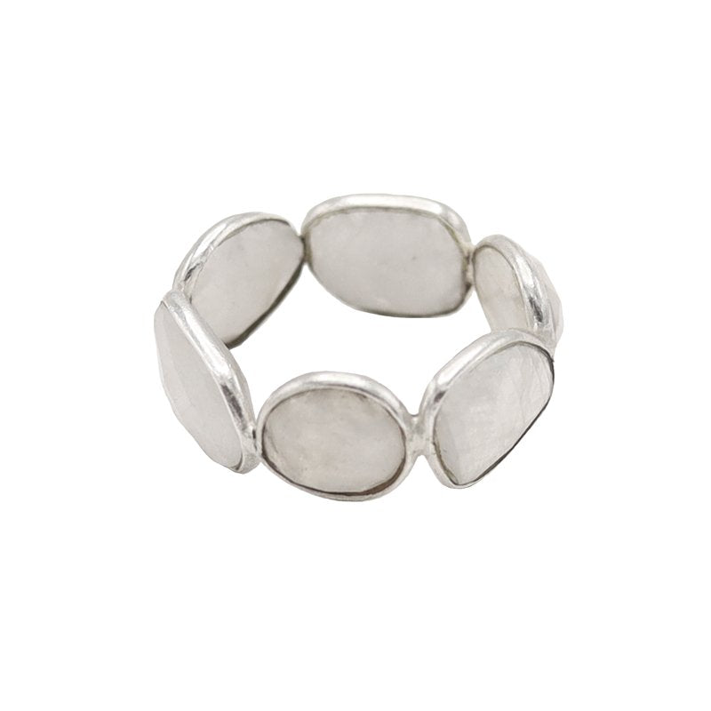 Anillo Oversize Plata Piedra Lunar