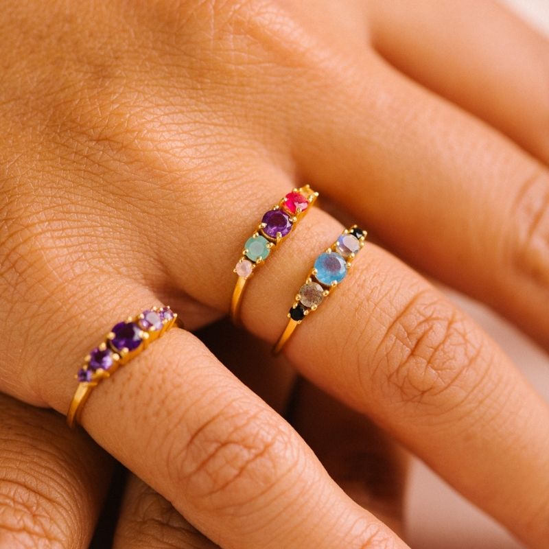 Anillo Vichy Labradorita y Negro