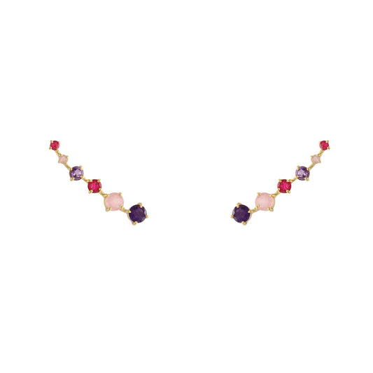 Pendientes Glam Trepadores Morado, Rosa y Rubí