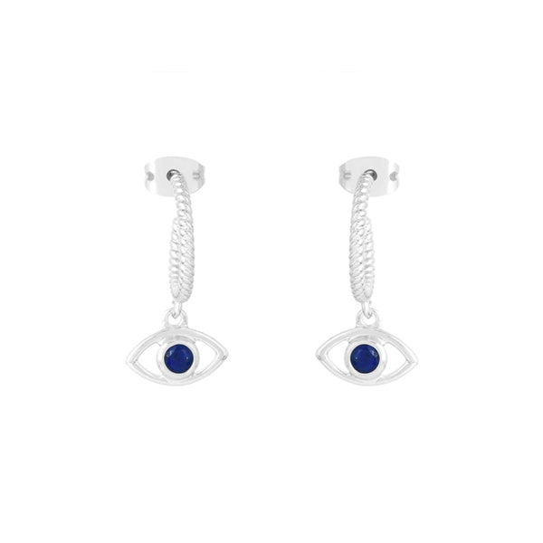 Pendientes Aros Eye Plata Azul oscuro