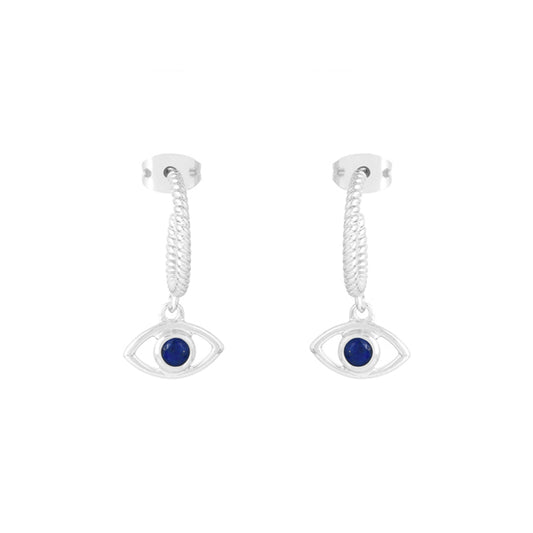 Pendientes Aros Eye Plata Azul oscuro