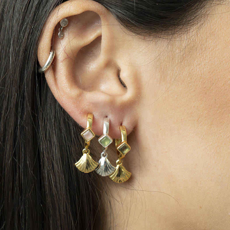 Pendientes Aros Fan Azul verdoso