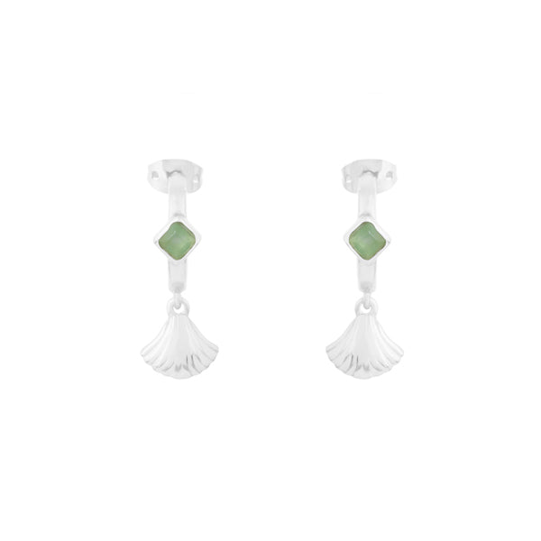 Pendientes Aros Fan Plata Verde claro