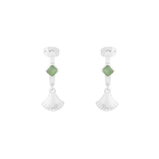 Pendientes Aros Fan Plata Verde claro