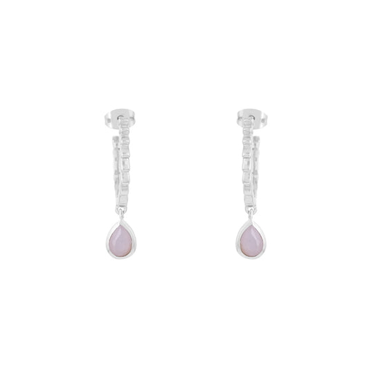 Pendientes Aros Leash Plata Rosa claro