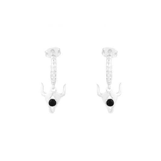 Pendientes Aros Manly Plata Negro