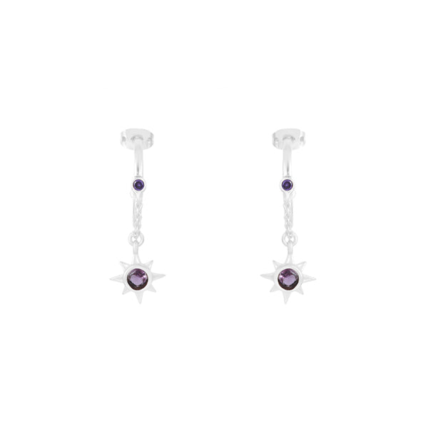 Pendientes Aros Pip Plata Morado oscuro