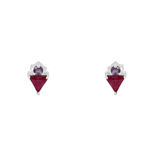 Pendientes Stalk Plata Rubí y morado