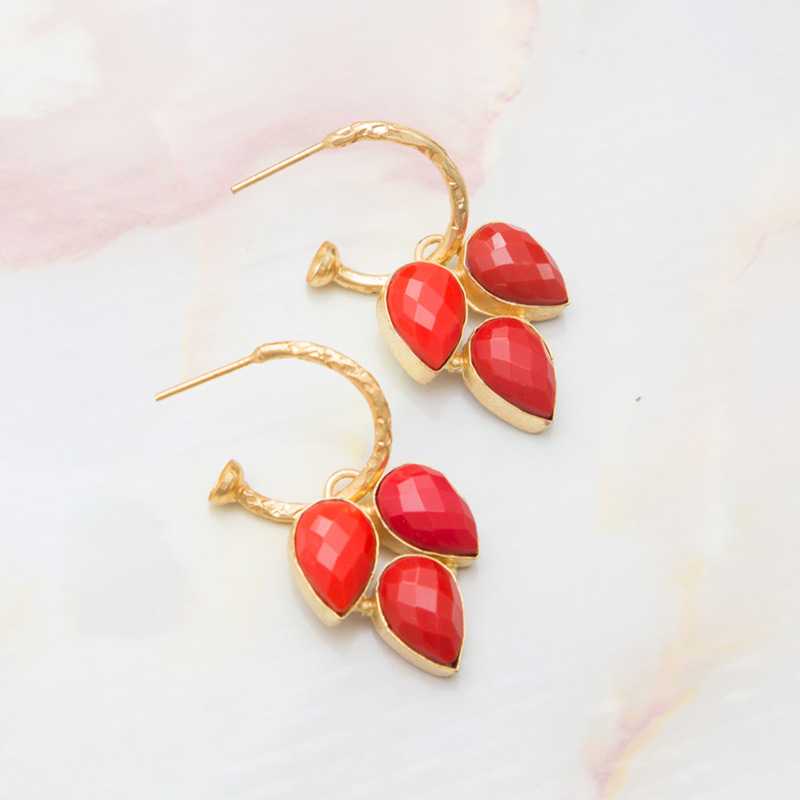 Pendientes Aros Coco Rojo (Desmontables)