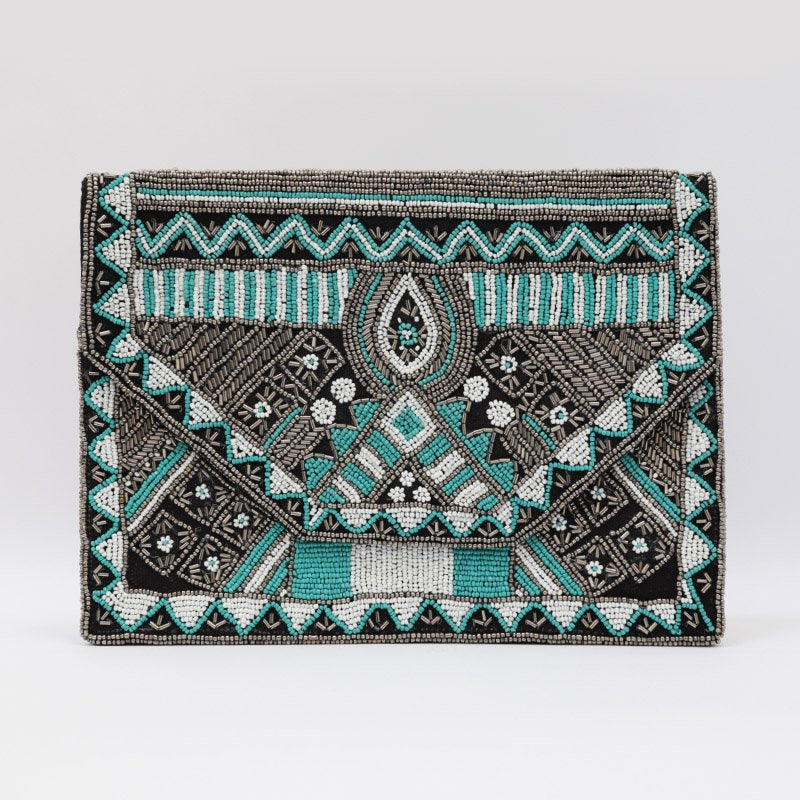 Bolso Banjara Orchha Verde agua y plata