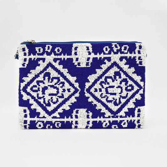 Bolso Cierre Karwar Azul y Blanco