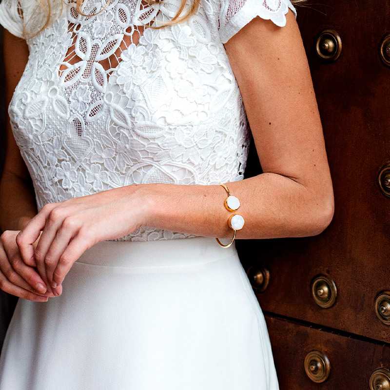 Brazalete Kivi Blanco y Fucsia mo