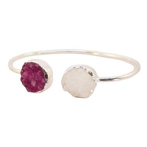 Brazalete Kivi Plata Fucsia y Blanco