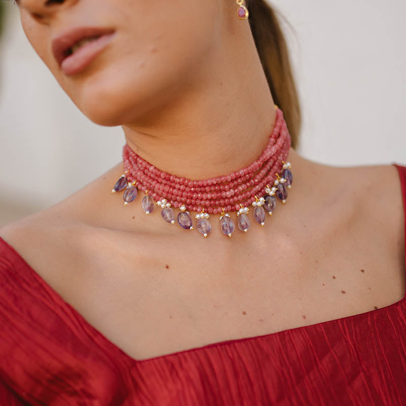 Choker Handler Coral y Morado