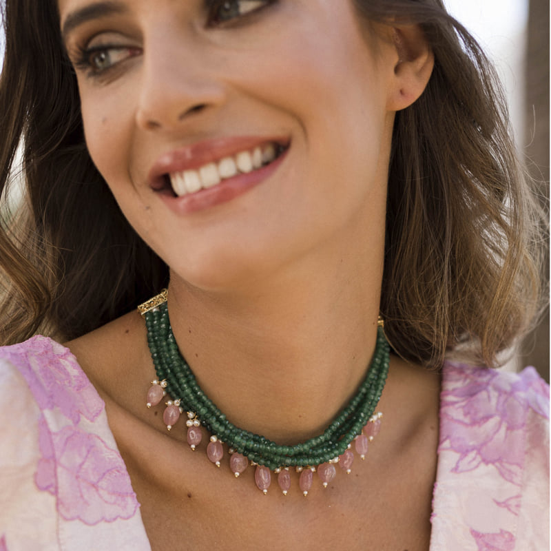 Choker Handler Verde y Rosa