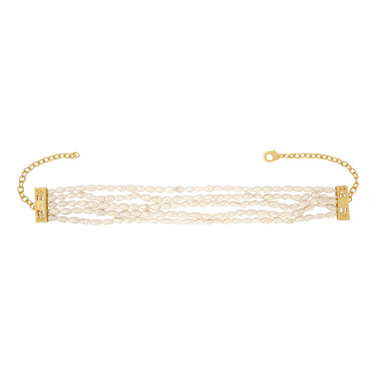 Choker Ladydi Quíntuple Ovalado Perlas