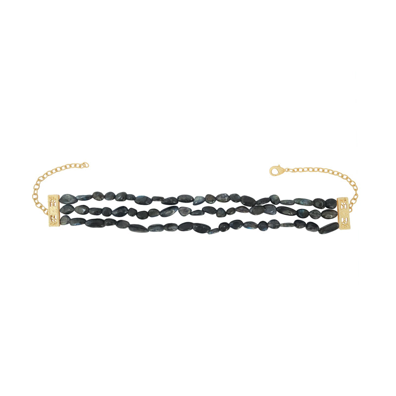 Choker Honiara Triple Negro azulado