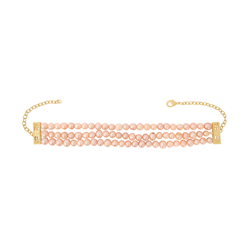 Choker Pinklady Triple Perlas Rosas