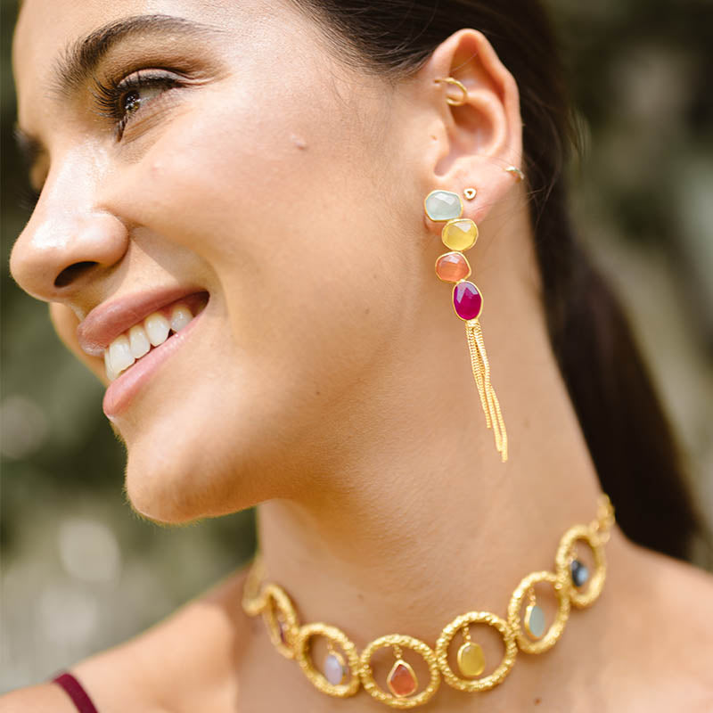 Pendientes Geniqui Ed. Limitada Verdes y Piedra Lunar