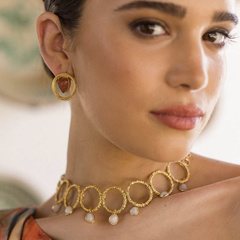 Pendientes Nella Cornalina Naranja