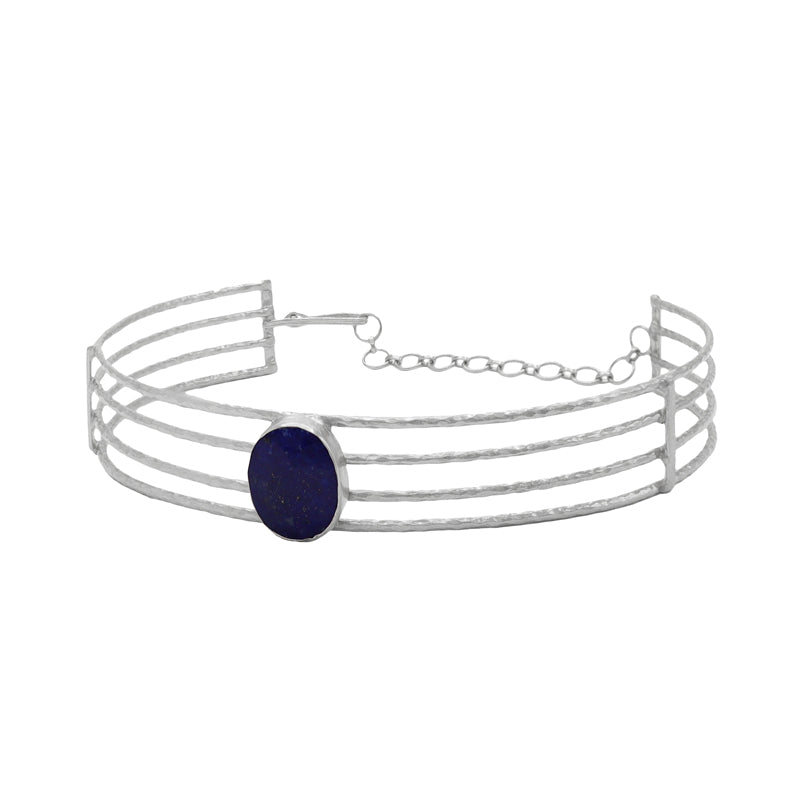 Choker Natalie Plata Azul Lapis