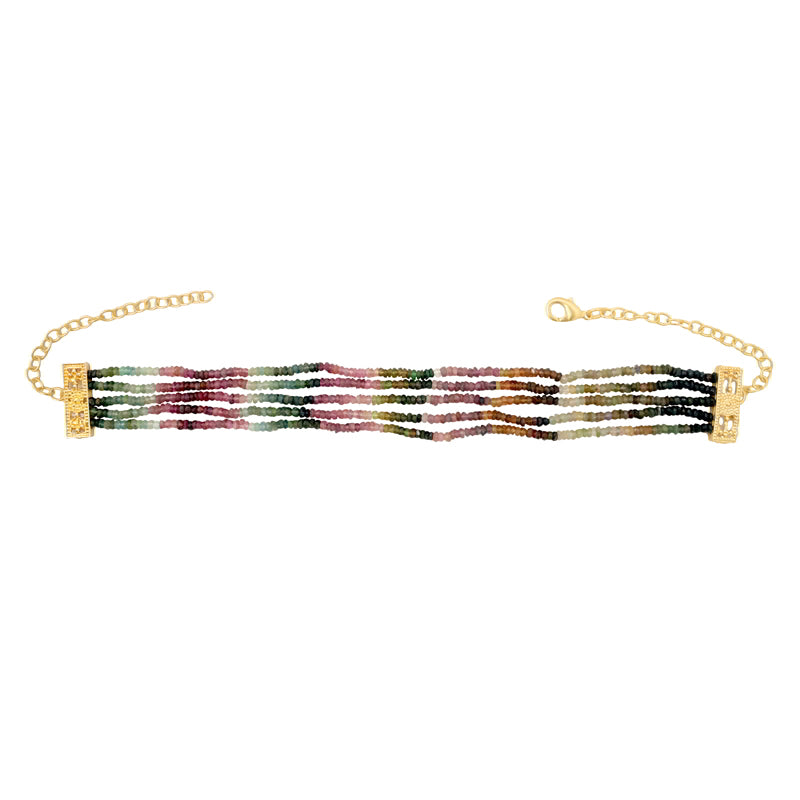 Choker Perth Quíntuple Multicolor Turmalinas