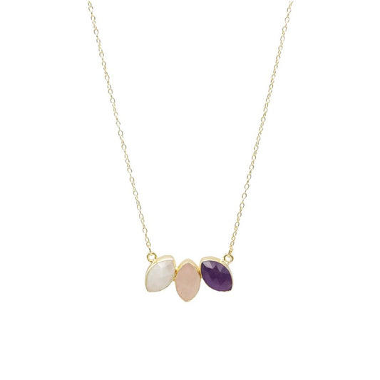 Colgante Ziba Piedra Lunar. Rosa y Morado