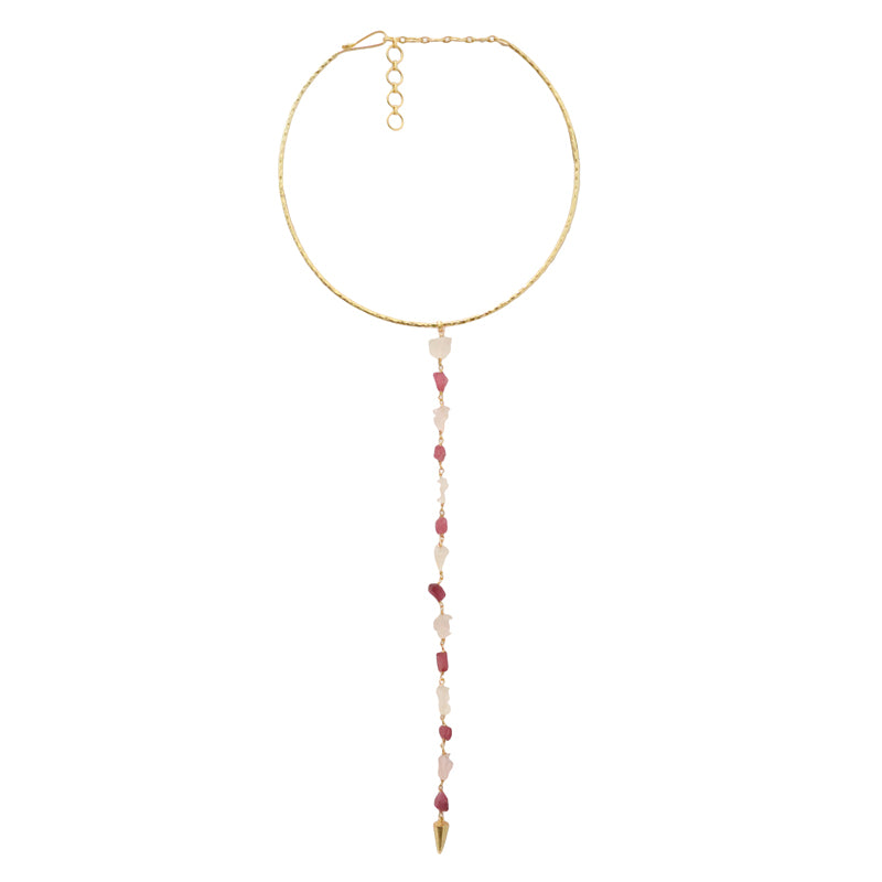 Collar Infinity Deluxe Rosa Cuarzo y Rubí