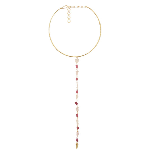 Collar Infinity Deluxe Rosa Cuarzo y Rubí