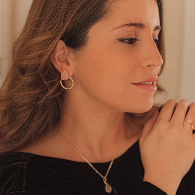 Pendientes Mini Diwa Ed. Limitada Pulida Plata Piedra Lunar