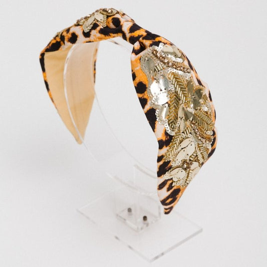 Diadema Leopardo Dorada