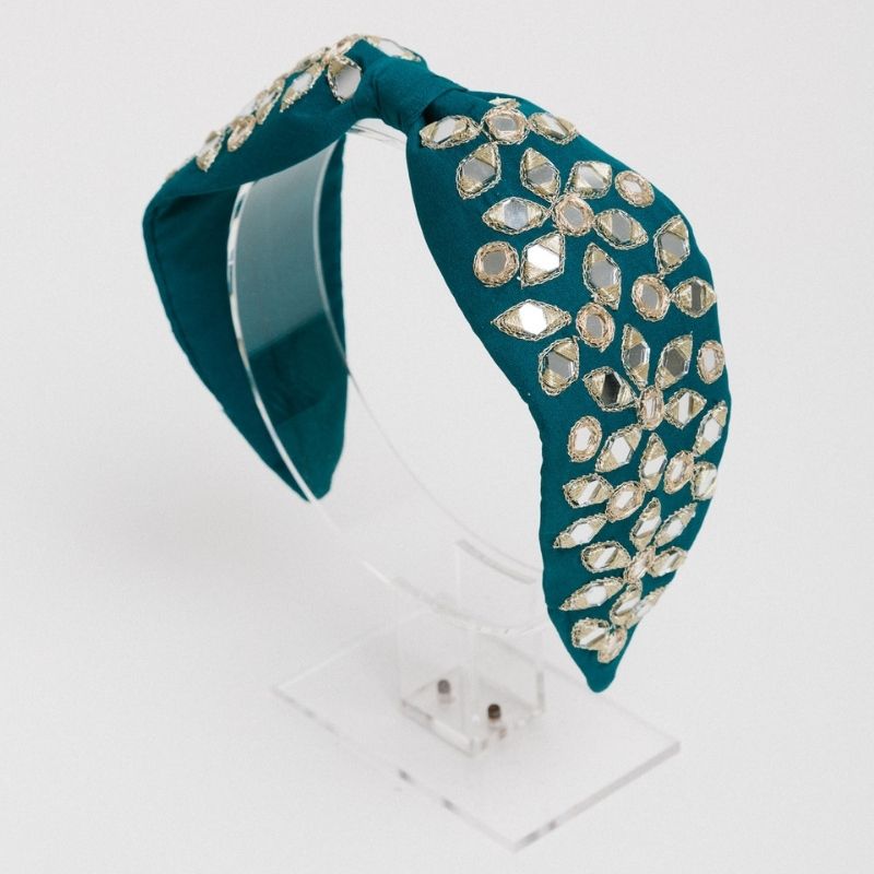 Diadema Espejos Azul Pavo