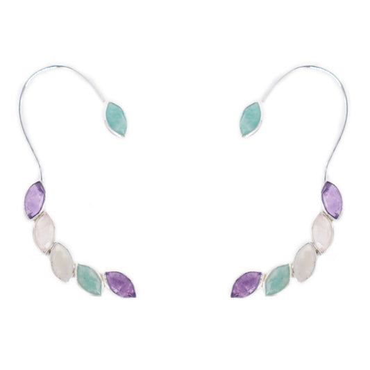 Pendientes Earcuff Cometa Plata Multicolor Peggy