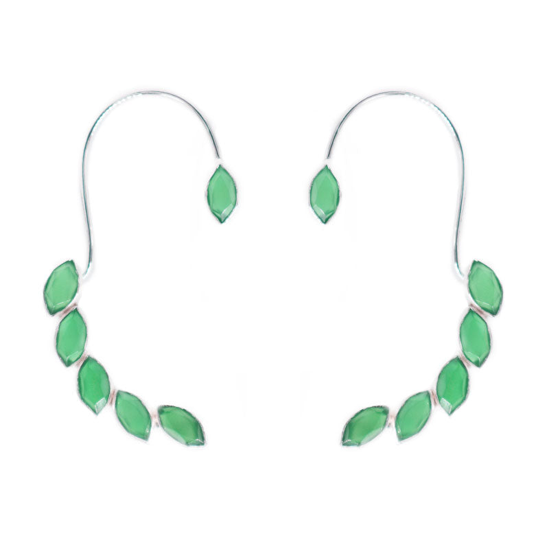 Pendientes Earcuff Cometa Plata Verde