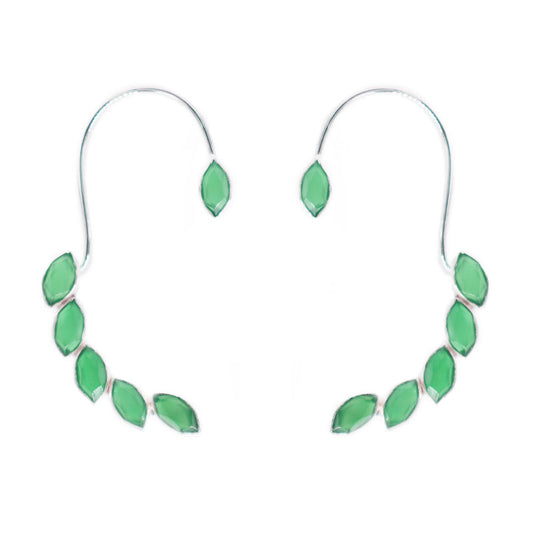 Pendientes Earcuff Cometa Plata Verde