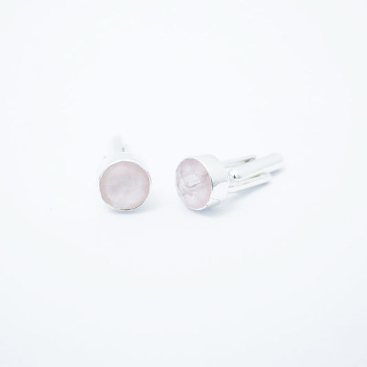 Gemelos Viro Plata Rosa Cuarzo