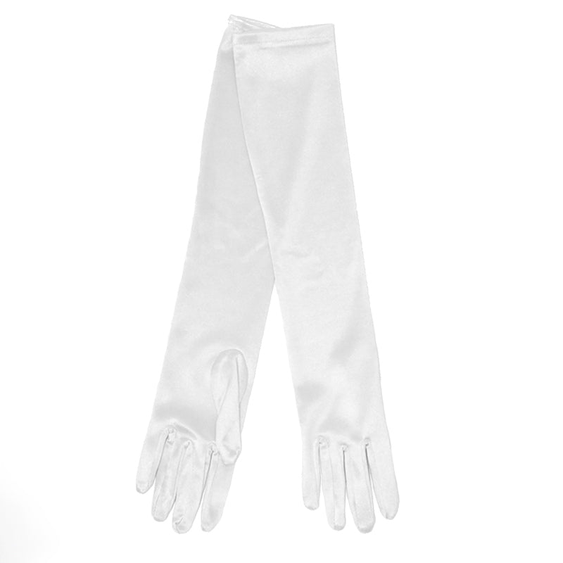 Guantes Largos Brillo Blanco Plata