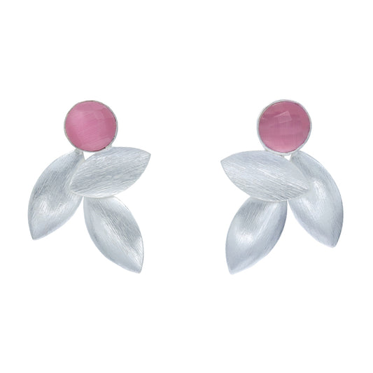 Pendientes Lino Plata Rosa dark