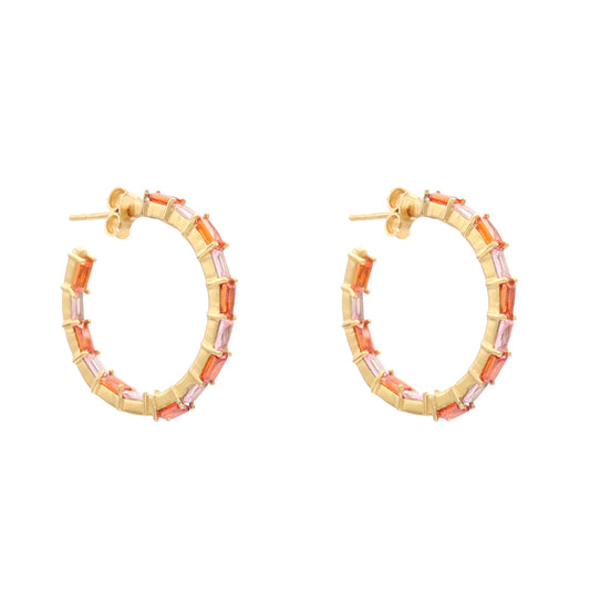 Pendientes Aros Aesthetic Zc Naranja y Rosa claro