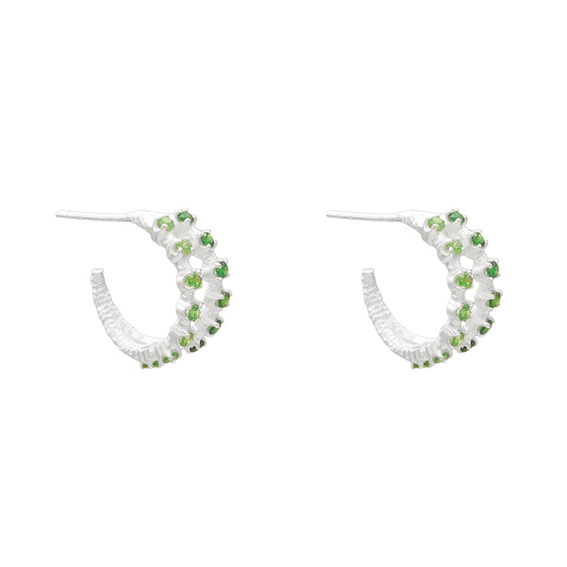 Pendientes Aros Bimba Zc Plata Verdes