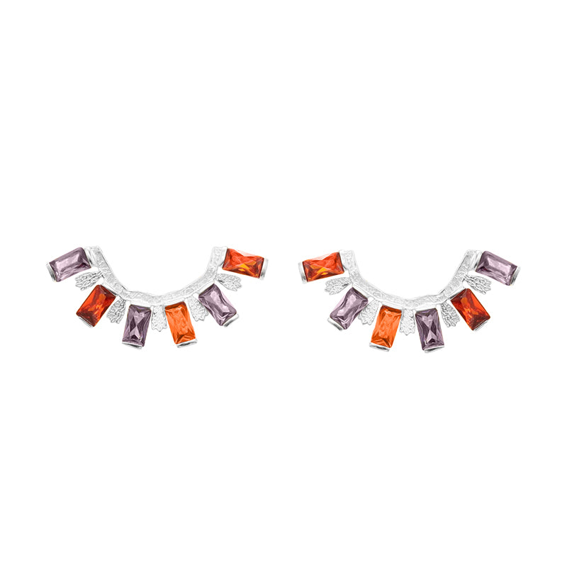 Pendientes Ekayn Zc Plata Morado y Naranja