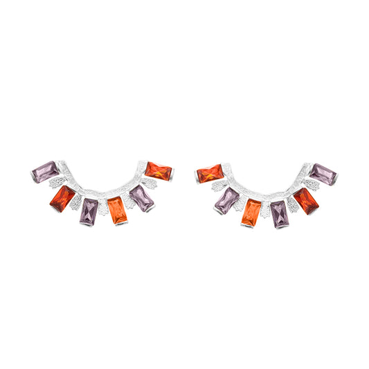 Pendientes Ekayn Zc Plata Morado y Naranja