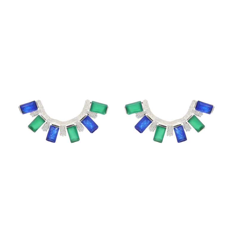 Pendientes Ekayn Plata Verde y Azul